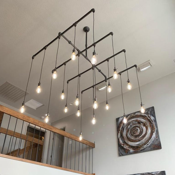 20 Light Industrial Steel Chandelier - 60