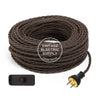 Brown Raw Yarn Twisted Re-Wire Kit with Switch - Vintage Electric Supply