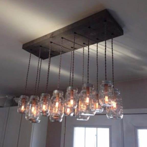 14 Light Barnwood Grey Mason Jar Chandelier - Vintage Electric Supply
