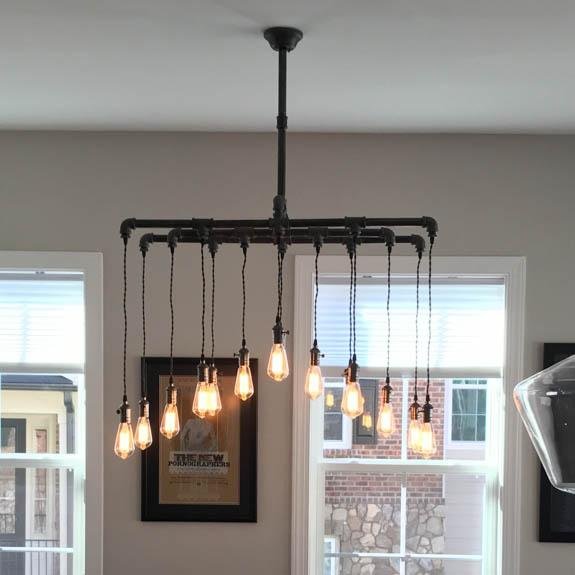 14 Light Industrial Steel Chandelier - Vintage Electric Supply