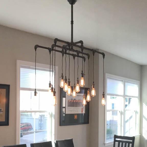 14 Light Industrial Steel Chandelier - Vintage Electric Supply