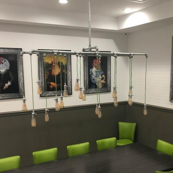 20 Light Industrial Steel Chandelier - Galvanized Long - Vintage Electric Supply