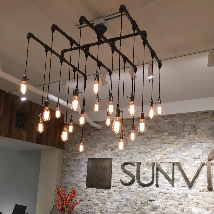 20 Light Industrial Steel Chandelier - Square - Vintage Electric Supply