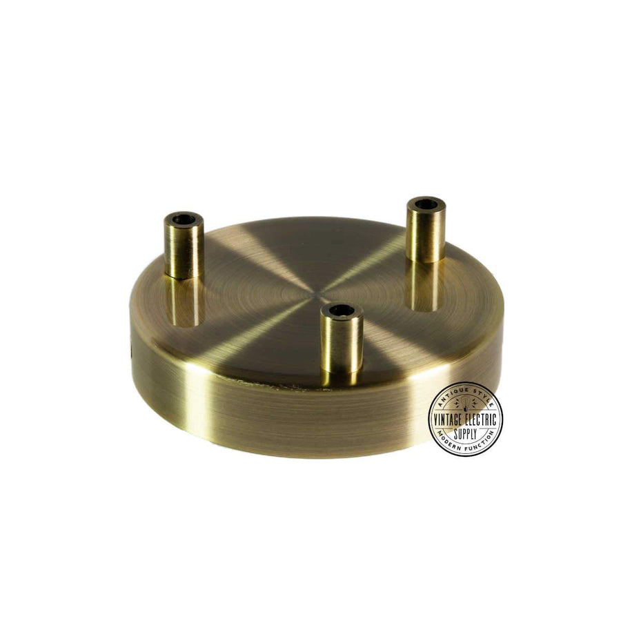 3 Hole Deluxe Canopy - Antique Brass - Vintage Electric Supply