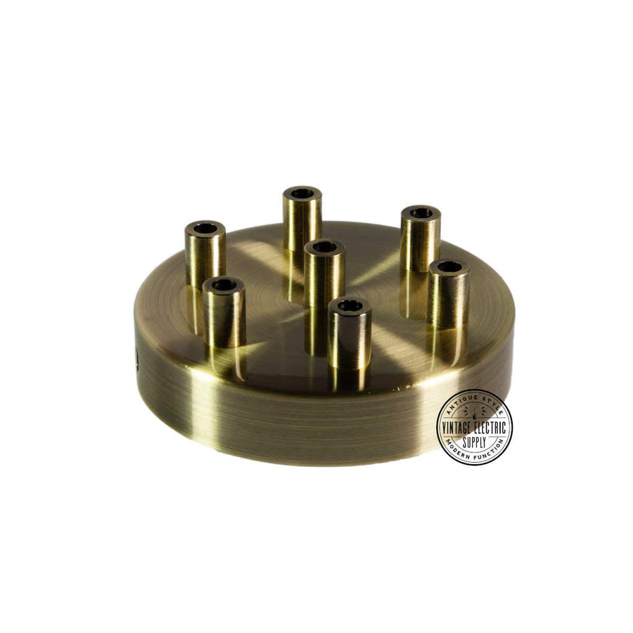 7 Hole Deluxe Canopy - Antique Brass - Vintage Electric Supply