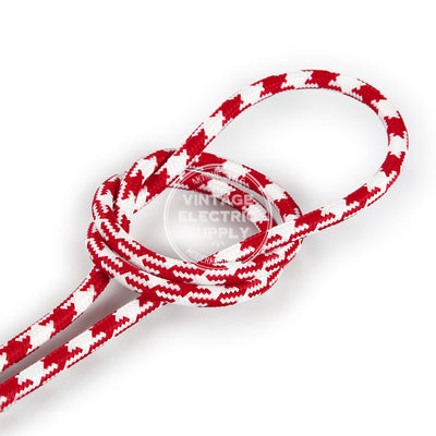Red Houndstooth Electric Cable  - Vintage Electric Supply