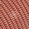 Ivory & Cherry Zigzag Cotton Electric Cable  - Vintage Electric Supply