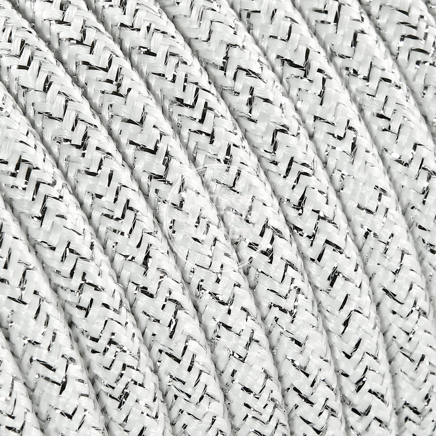 White Glitter Electric Cable  - Vintage Electric Supply