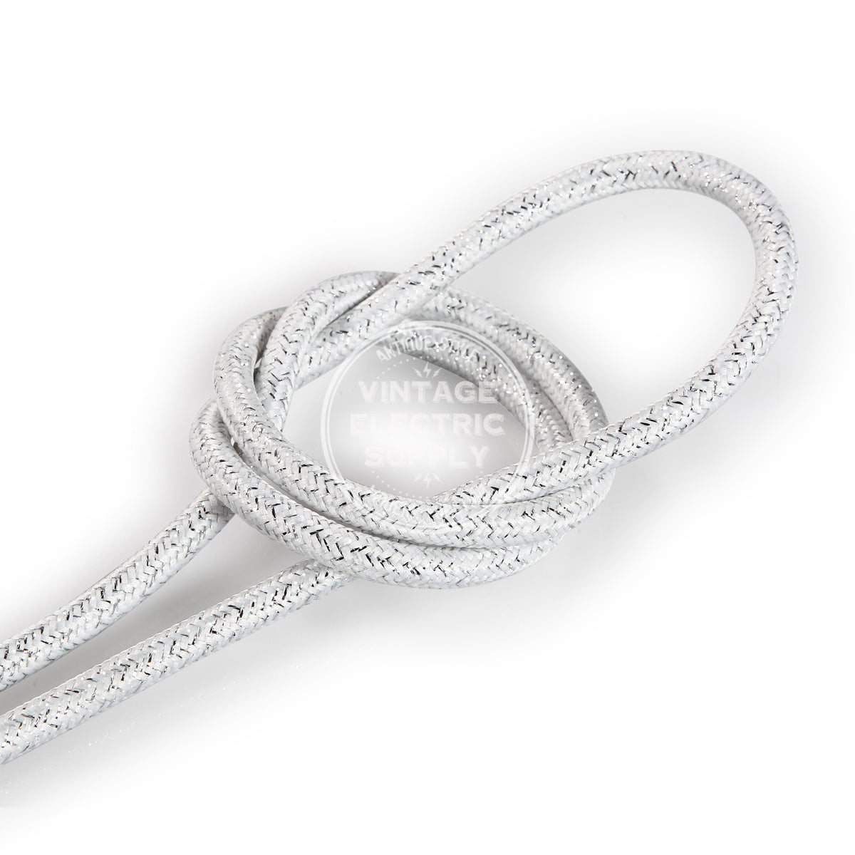 White Glitter Electric Cable  - Vintage Electric Supply