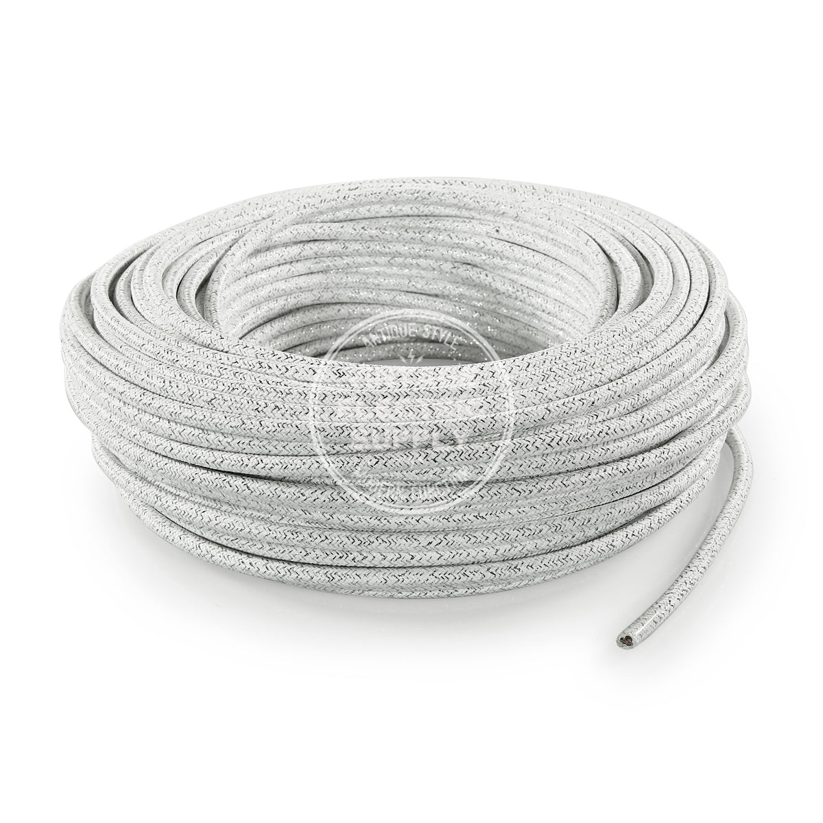 White Glitter Electric Cable  - Vintage Electric Supply