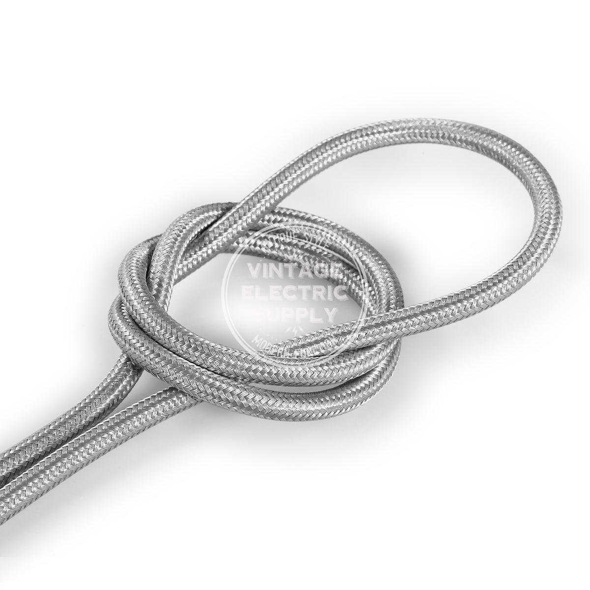 Silver Rayon Electric Cable  - Vintage Electric Supply