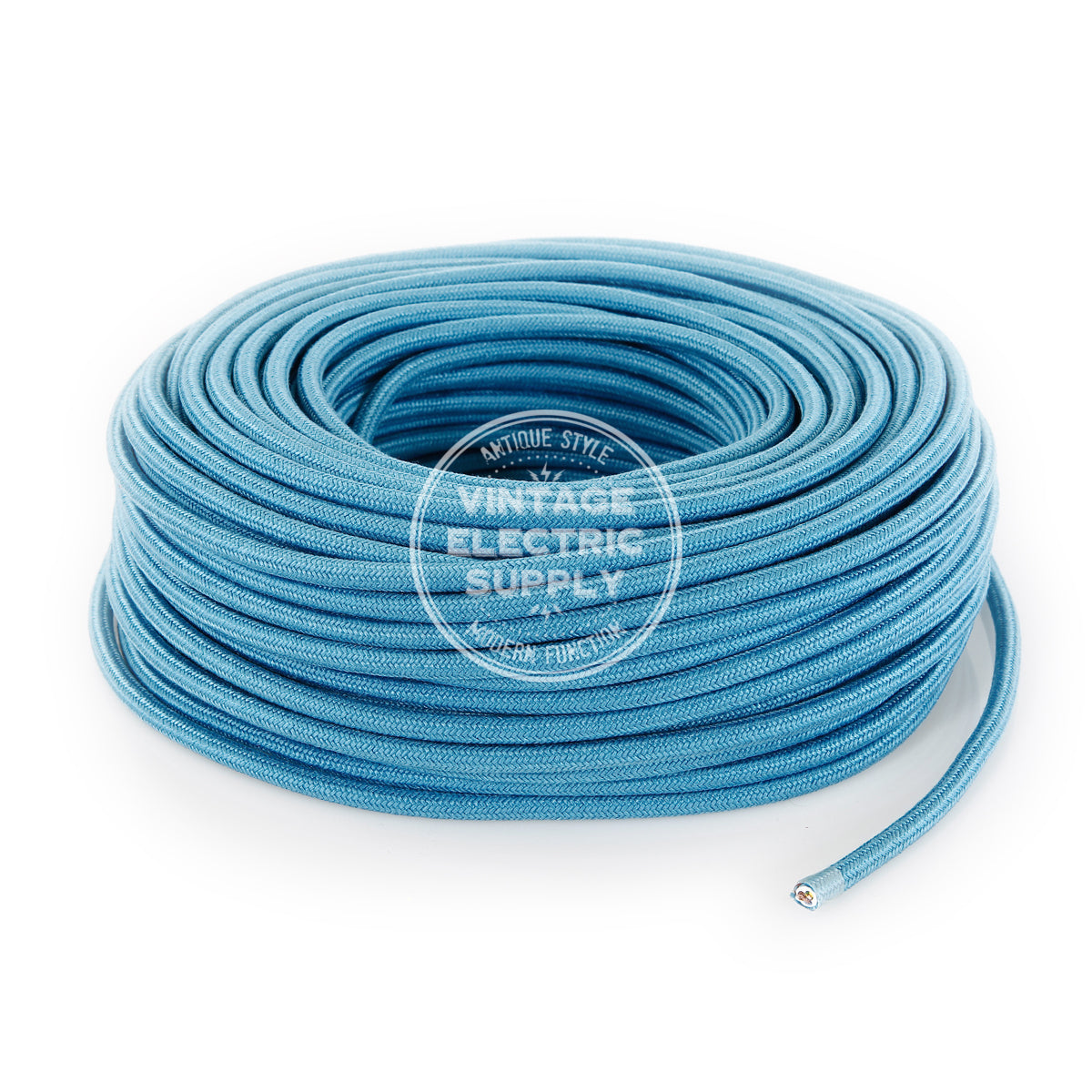 Turquoise Raw Yarn Electric Cable - Vintage Electric Supply