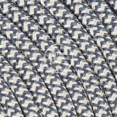 Ivory & Graphite Cross Stitch Raw Yarn Electric Cable - Vintage Electric Supply