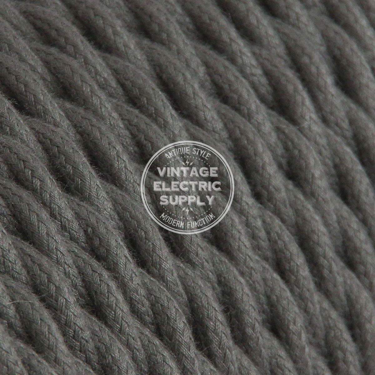 Grey Cotton Twisted Electric Cable  - Vintage Electric Supply