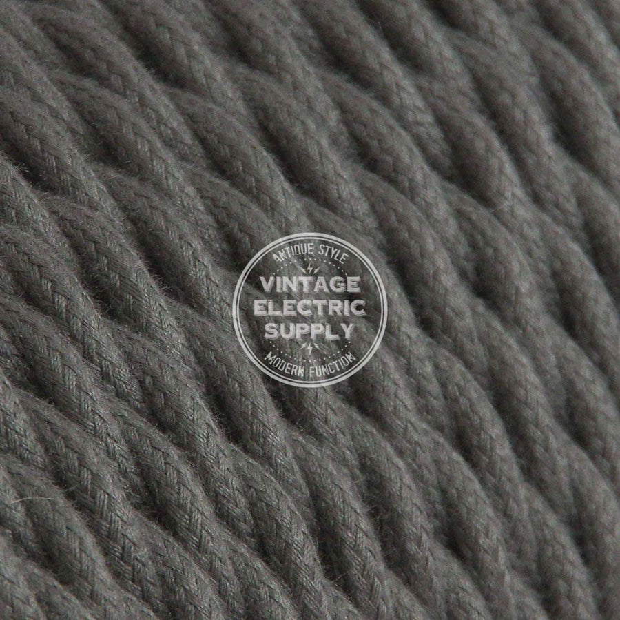 Grey Cotton Twisted Electric Cable  - Vintage Electric Supply