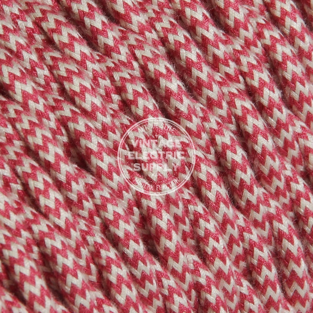 Ivory & Rose Zigzag Cotton Twisted Electric Cable  - Vintage Electric Supply