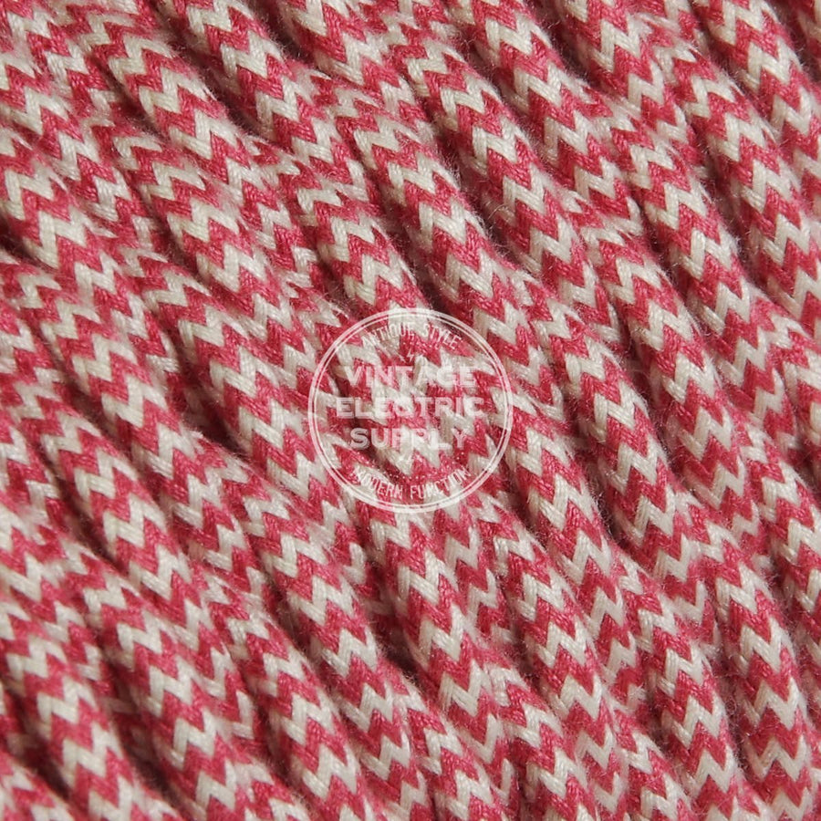 Ivory & Rose Zigzag Cotton Twisted Electric Cable  - Vintage Electric Supply
