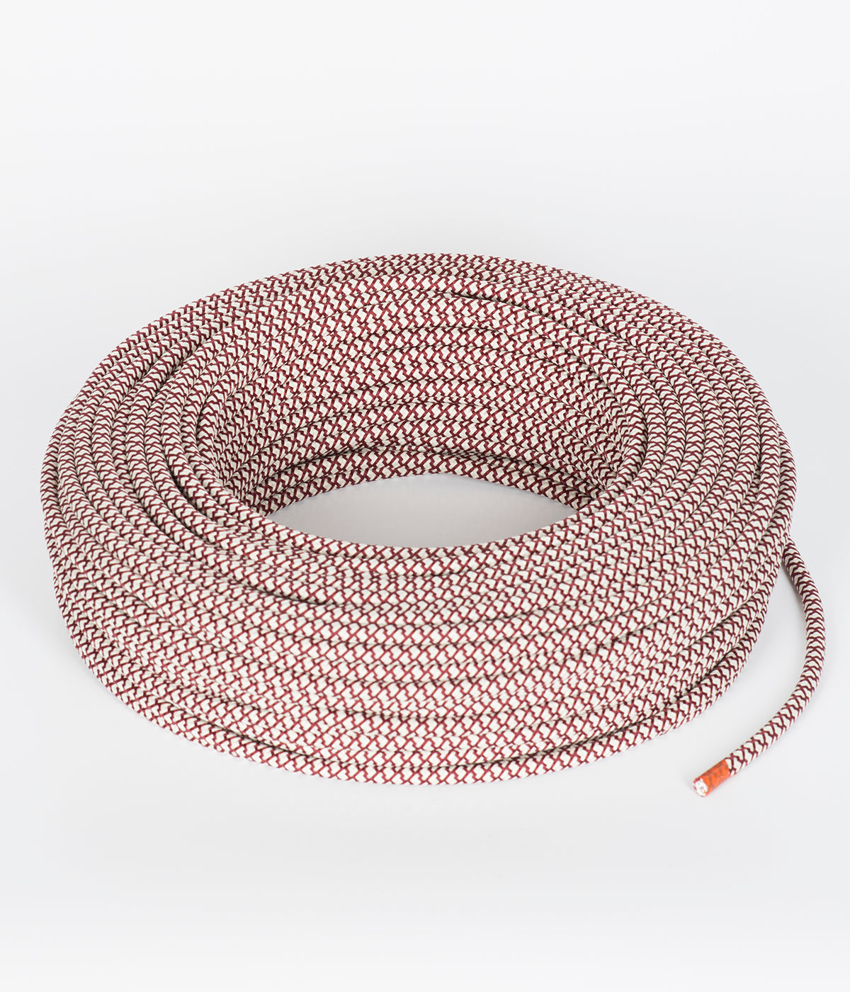 Ivory & Burgundy Cross Stitch Rayon Electric Cable  - Vintage Electric Supply