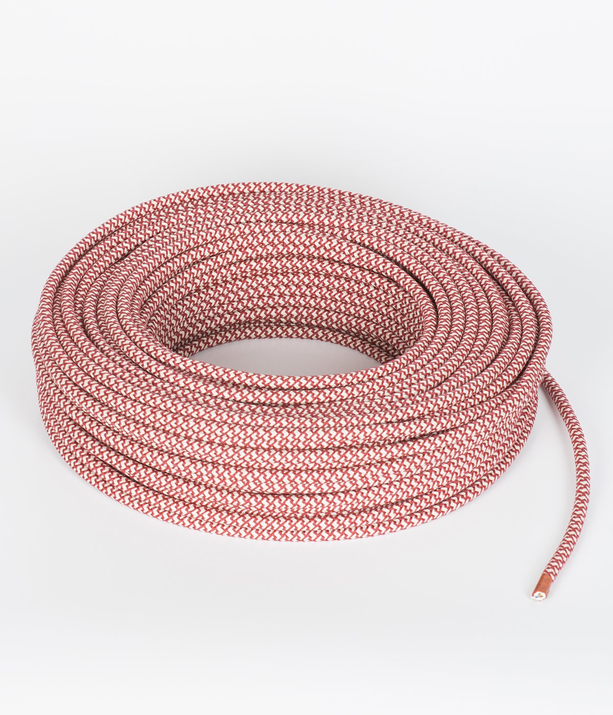 Ivory & Cherry Cross Stitch Raw Yarn Electric Cable - Vintage Electric Supply