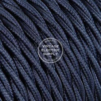 Navy Rayon Twisted Electric Cable  - Vintage Electric Supply