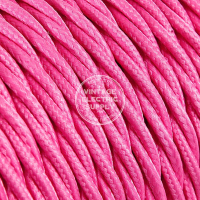 Pink Rayon Twisted Electric Cable  - Vintage Electric Supply