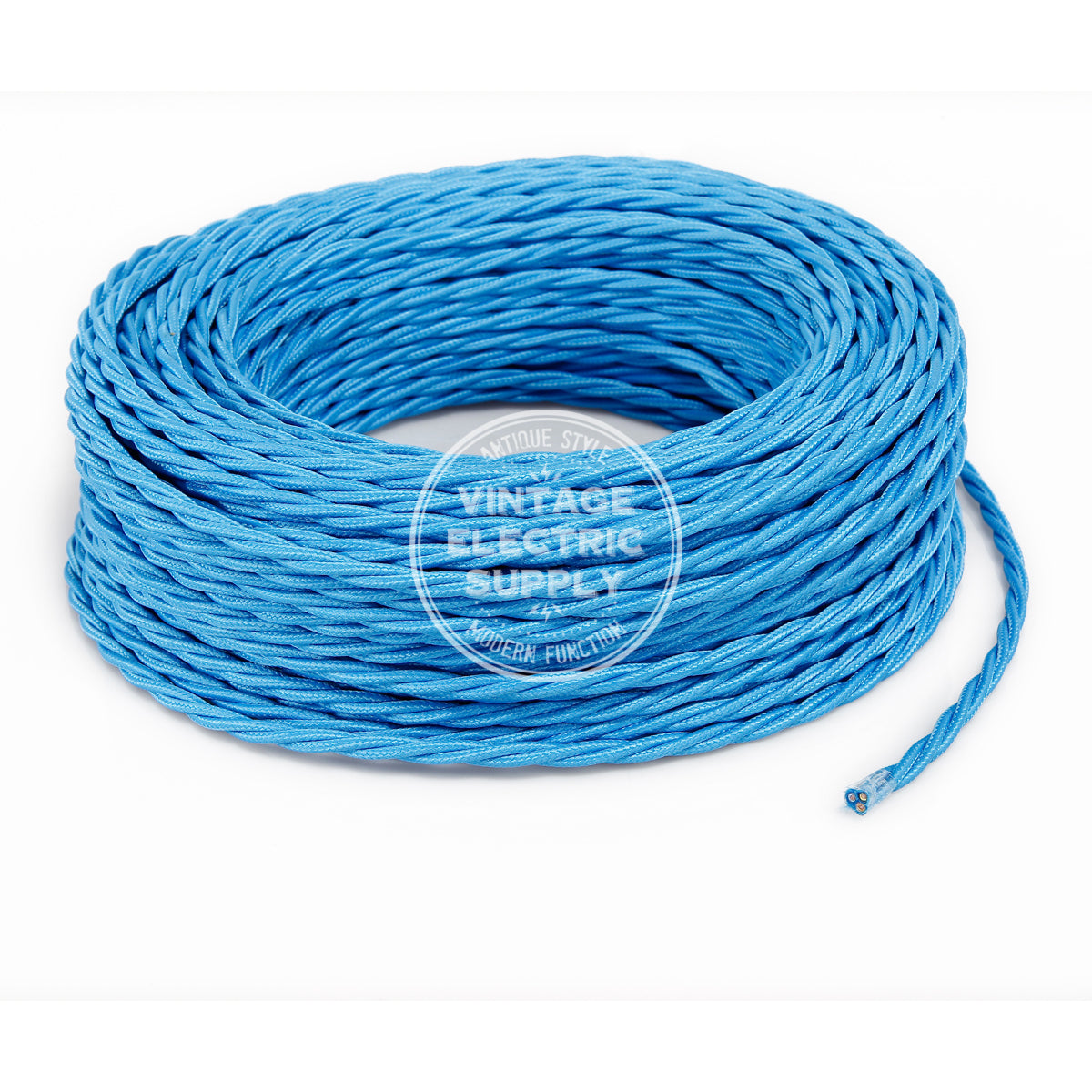 Turquoise Rayon Twisted Electric Cable  - Vintage Electric Supply