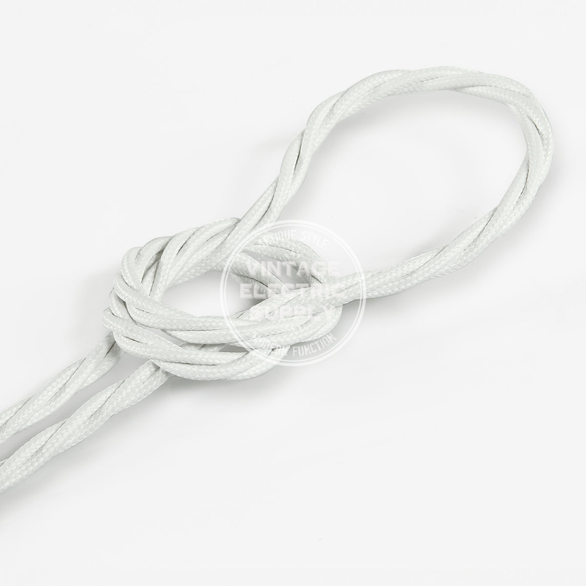 White Rayon Twisted Electric Cable  - Vintage Electric Supply