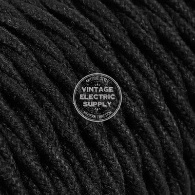 Black Cotton Twisted Electric Cable - Vintage Electric Supply
