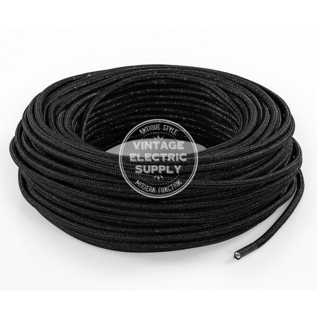 Black Glitter Electric Cable - Vintage Electric Supply