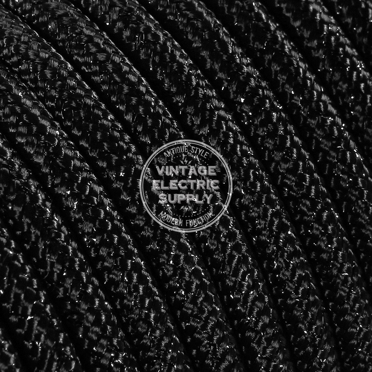Black Glitter Electric Cable - Vintage Electric Supply