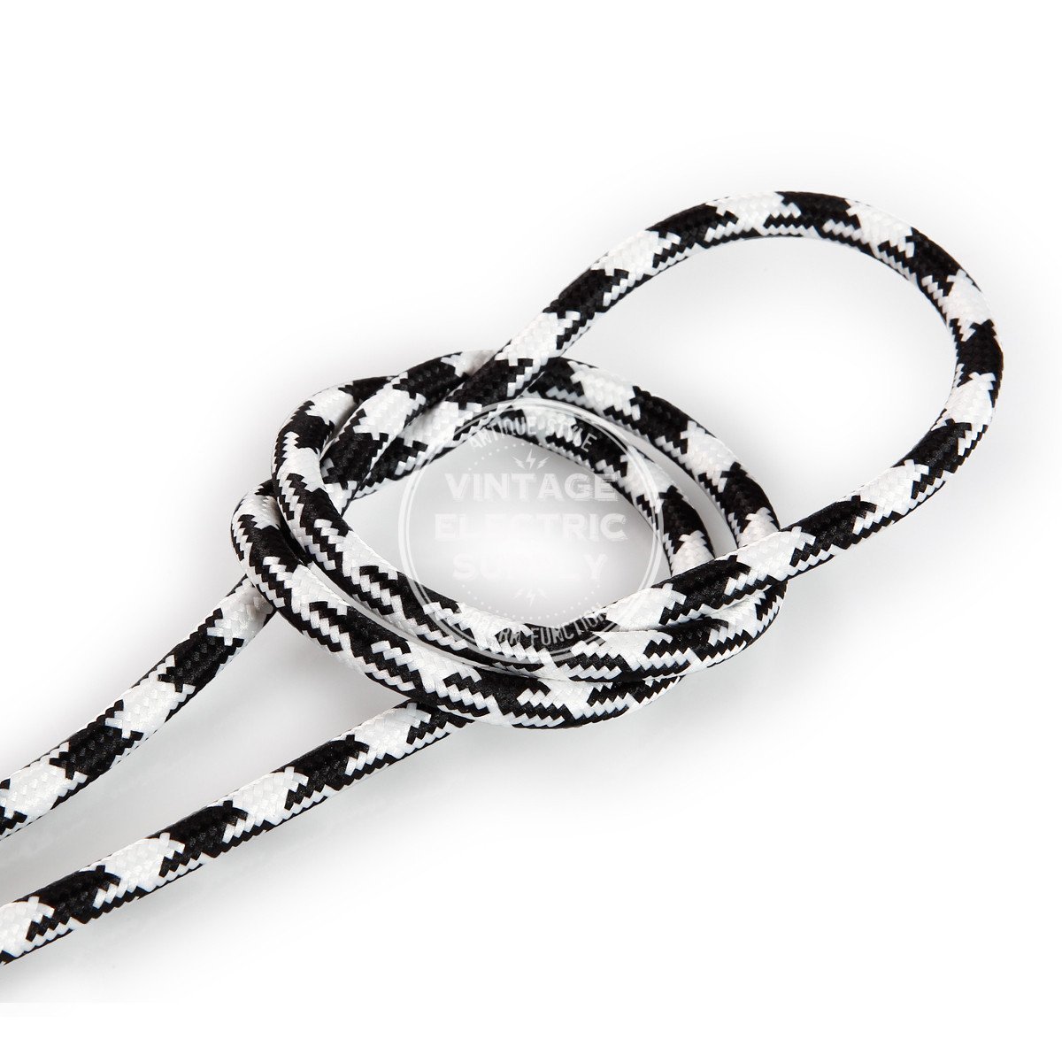 Black Houndstooth Rayon Electric Cable  - Vintage Electric Supply