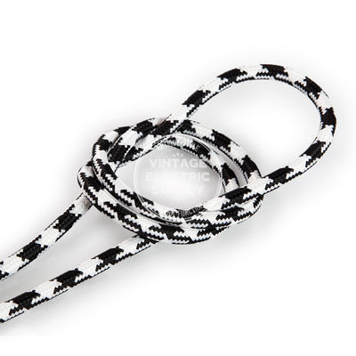 Black Houndstooth Rayon Electric Cable  - Vintage Electric Supply