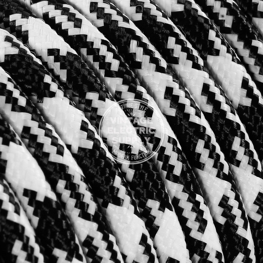 Black Houndstooth Rayon Electric Cable  - Vintage Electric Supply