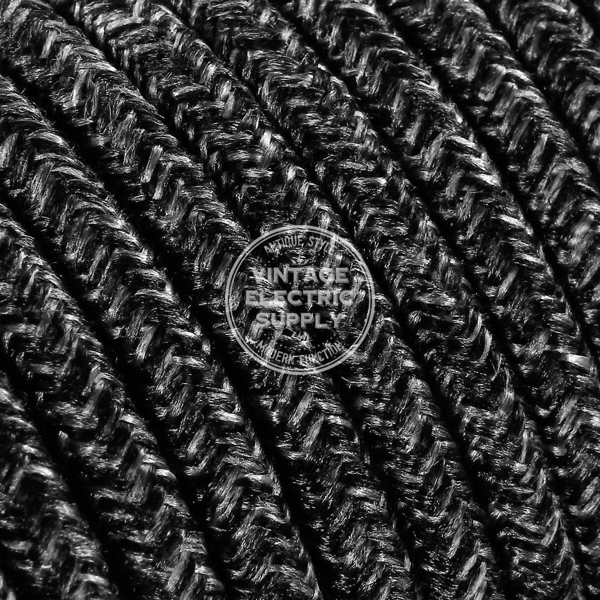 Black Linen Electric Cable 18/3 - Vintage Electric Supply