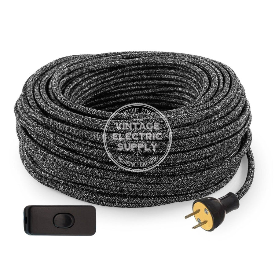 Black Linen Re-Wire Kit with Switch - Vintage Electric Supply