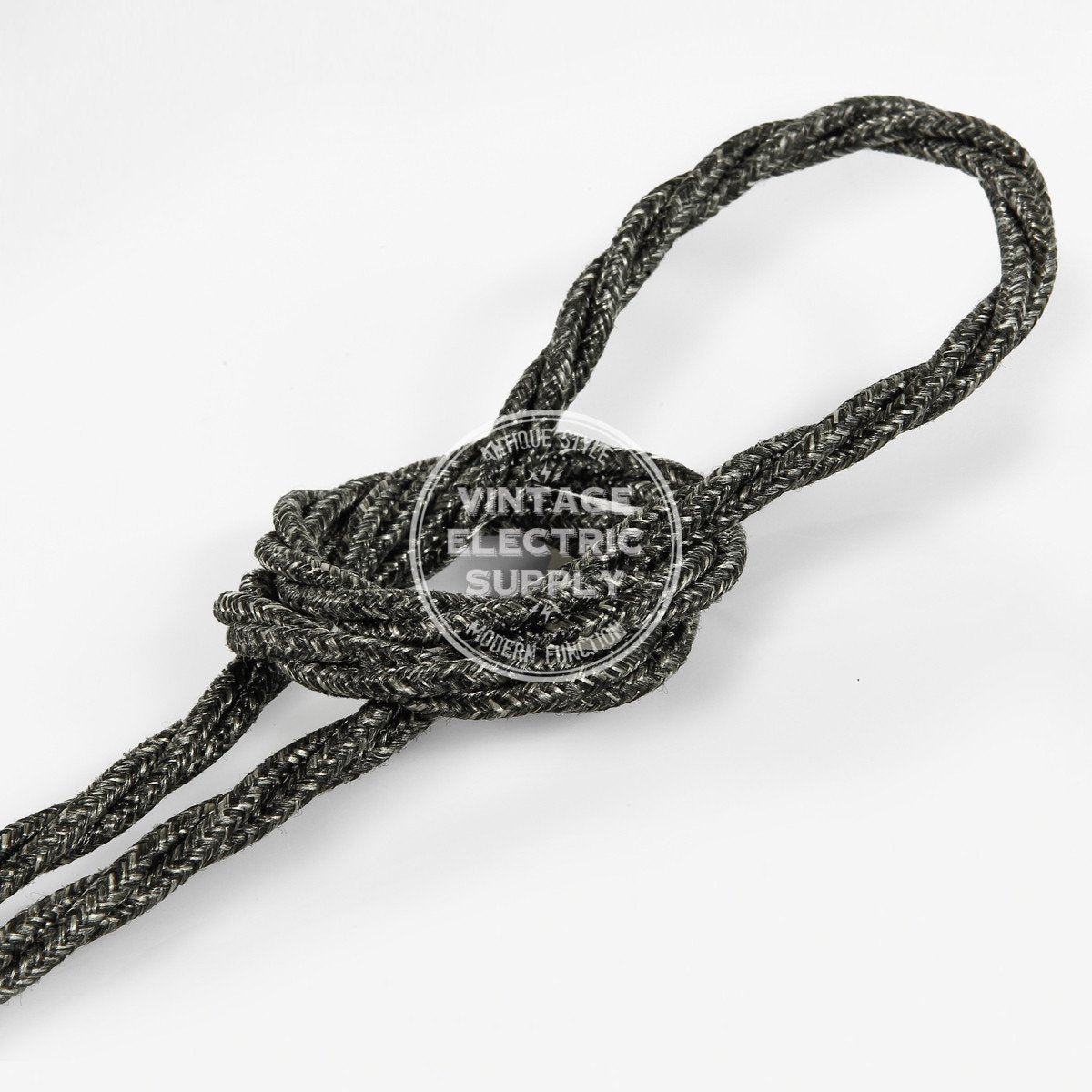 Black Linen Twisted Electric Cable  - Vintage Electric Supply