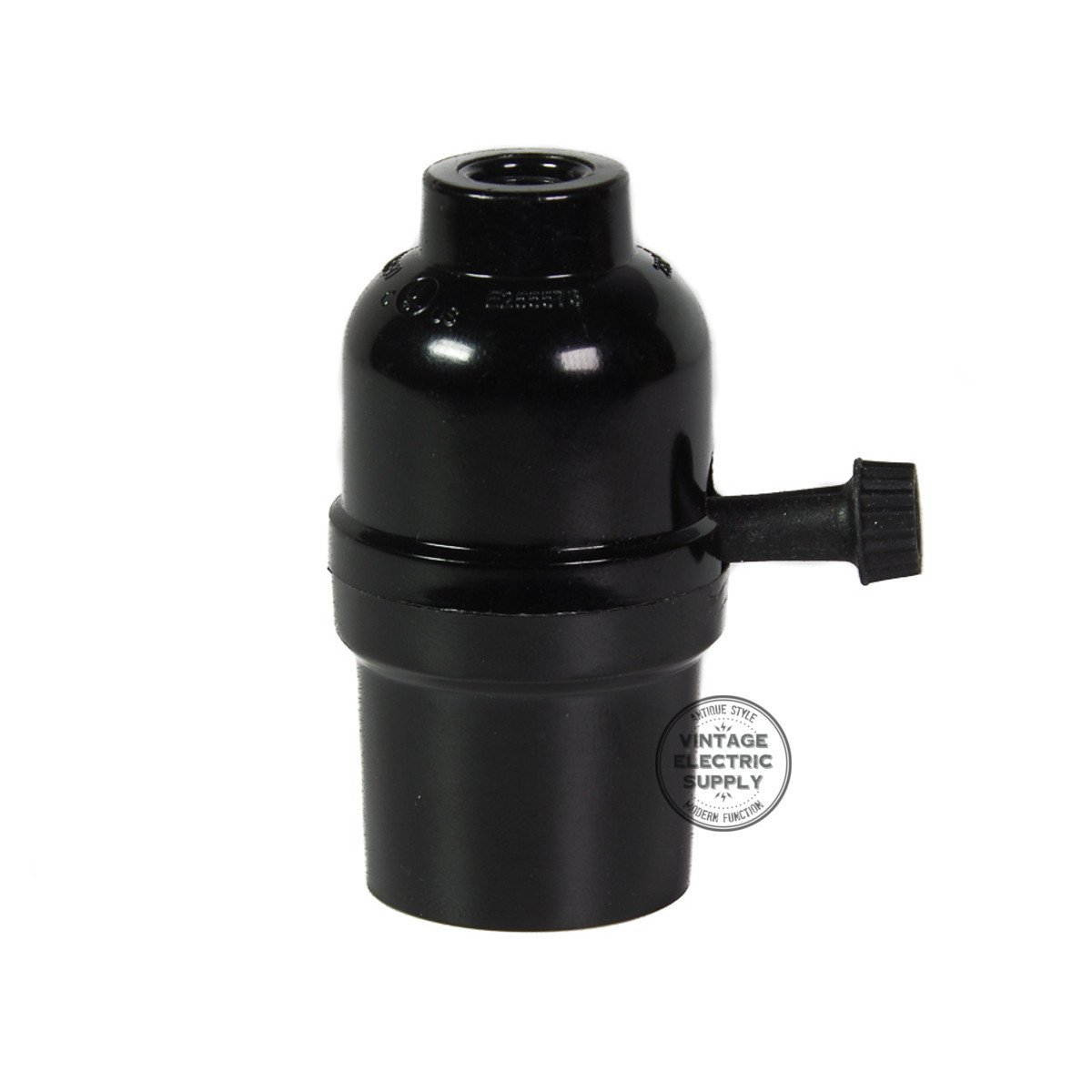 Black Phenolic Socket - Rotary on/off - Vintage Electric Supply