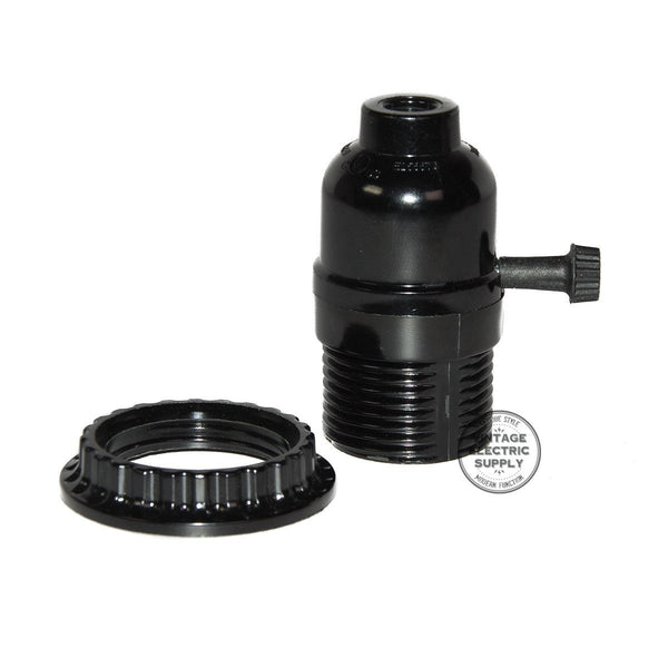Black Phenolic Socket with Rotary on/off and Screw Ring - Vintage ...