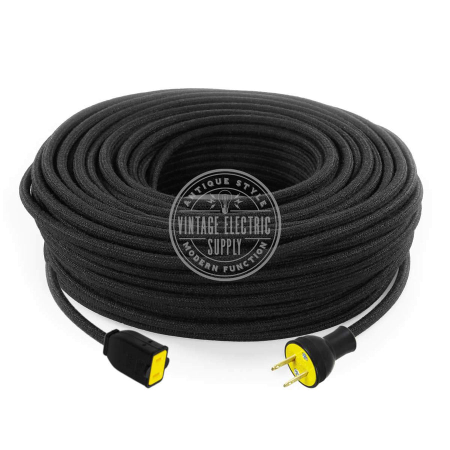 Black Raw Yarn Extension Cord - Vintage Electric Supply