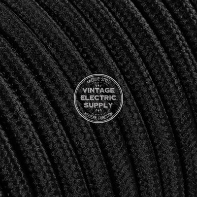 Black Rayon Electric Cable  - Vintage Electric Supply
