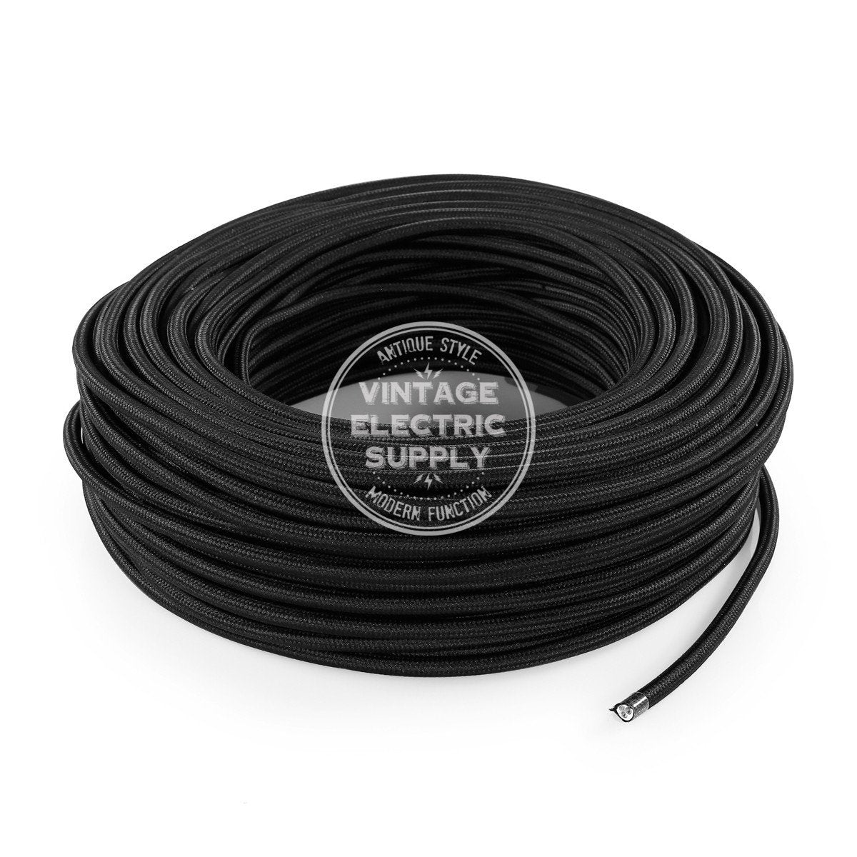 Black Rayon Heavy Gauge Cable 15/3 - Vintage Electric Supply