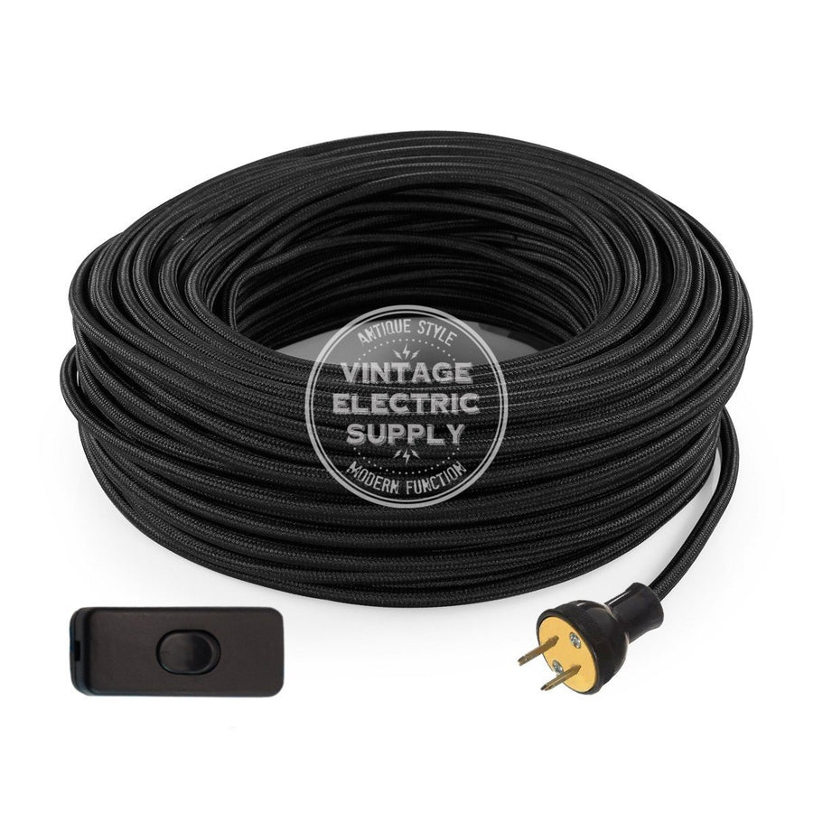 Black Rayon Re-Wire Kit with Switch - Vintage Electric Supply