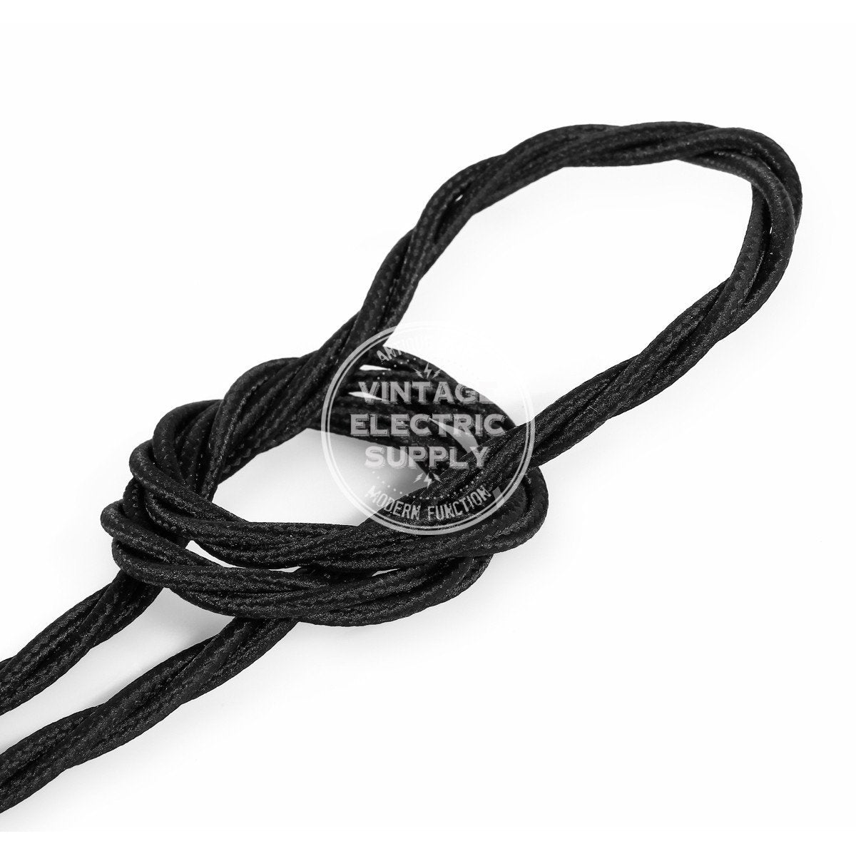 Black Rayon Twisted Electric Cable  - Vintage Electric Supply