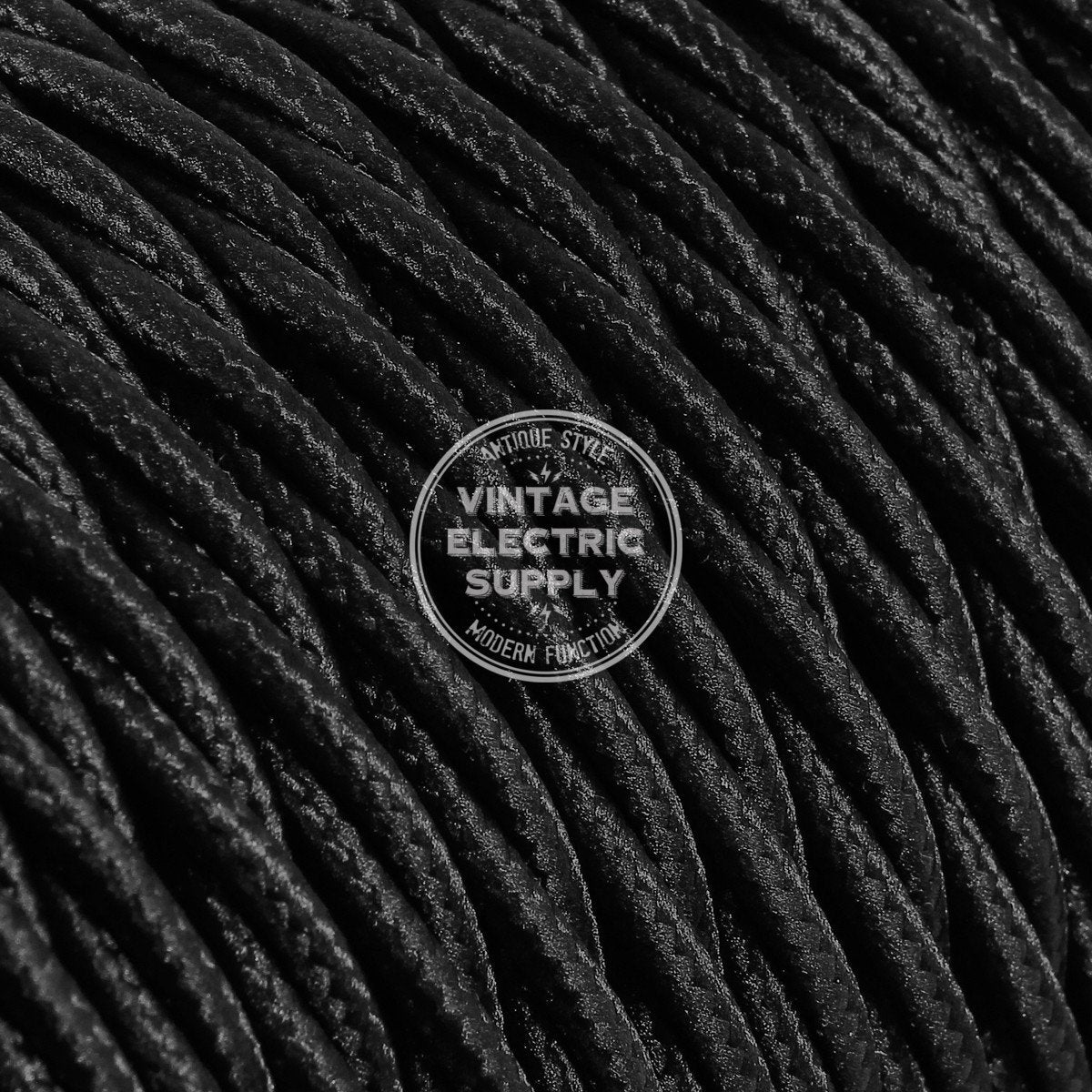 Black Rayon Twisted Electric Cable  - Vintage Electric Supply