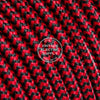 Black & Red Zigzag Rayon Electric Cable  - Vintage Electric Supply