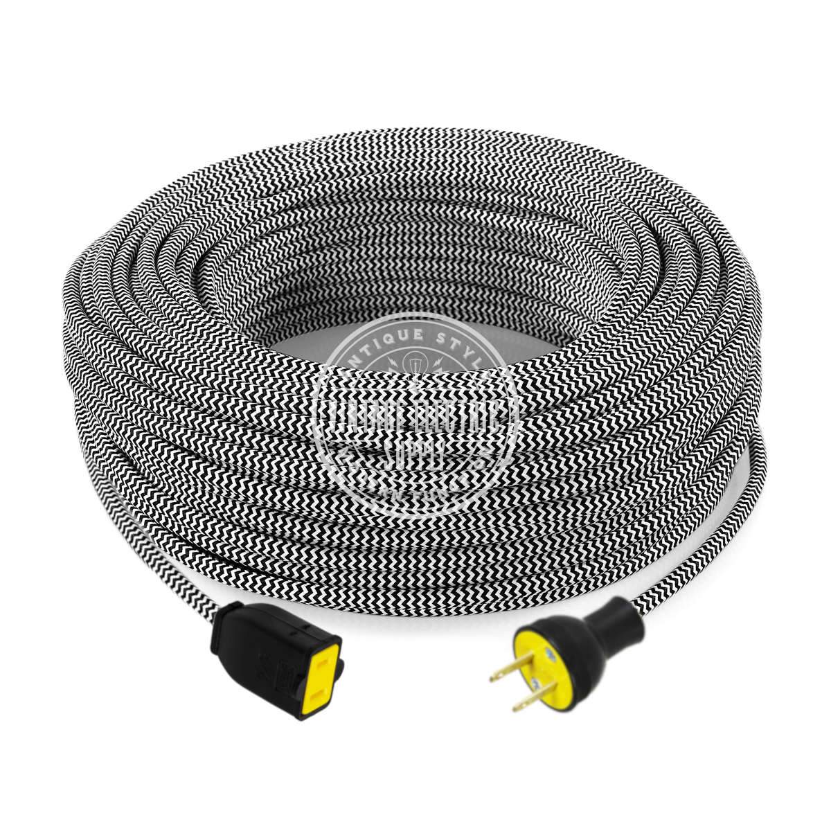 Black & White Zigzag Extension Cord - Vintage Electric Supply