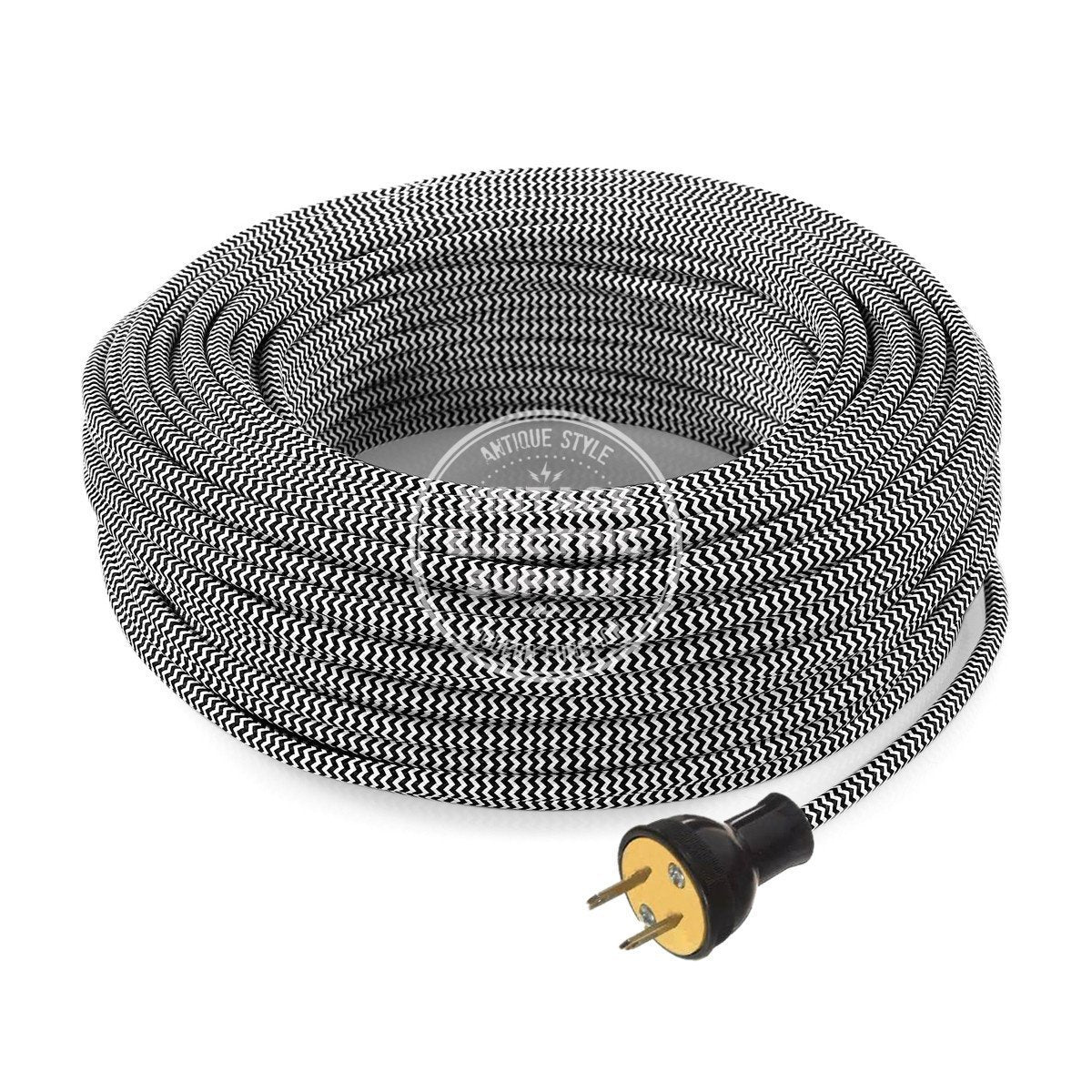 Black & White Zigzag Rayon Re-Wire Kit - Vintage Electric Supply