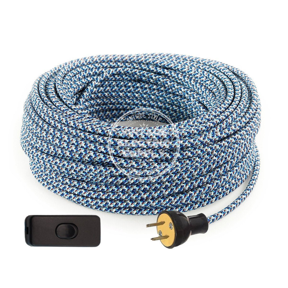 Blue Confetti Rayon Re-Wire Kit with Switch - Vintage Electric Supply