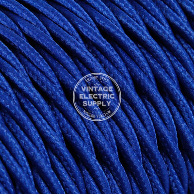 Blue Rayon Twisted Electric Cable  - Vintage Electric Supply