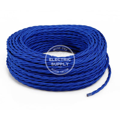 Blue Rayon Twisted Electric Cable  - Vintage Electric Supply
